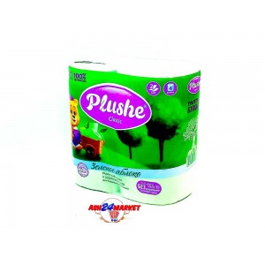 Туалетная бумага PLUSHE зеленое яблоко 4 рулона 2 слоя