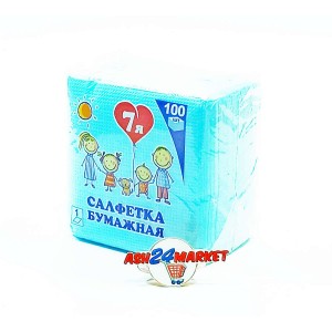 Салфетки бумажные 7Я 240х240 голубые 100шт