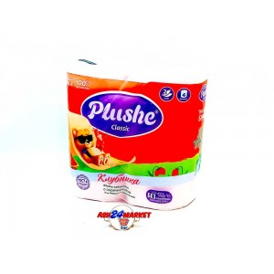 Туалетная бумага PLUSHE клубника 4 рулона 2 слоя