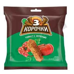 Сухарики ТРИ КОРОЧКИ томат с зеленью 100г