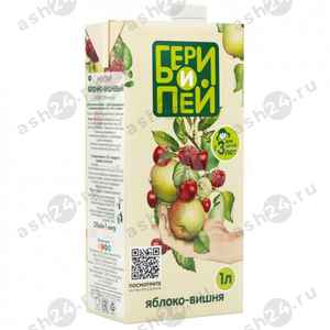 Напитки Сок БЕРИ ПЕЙ яблоко вишня 1л т/п (2451)