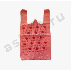 Пакет майка АГРОПОЛИМЕР 28*49 сердца розовый 100шт