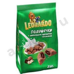 Бакалея Завтрак готовый LEONARDO подушечки с шоколадно-ореховой начинкой 250г м/у