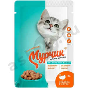 Корм для кошек МУРЧИК индейка в соусе 75г