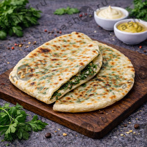 Выпечка Женгялов хац (лепешка с зеленью и сыром)