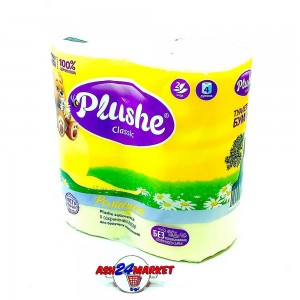 Туалетная бумага PLUSHE ромашка 4 рулона