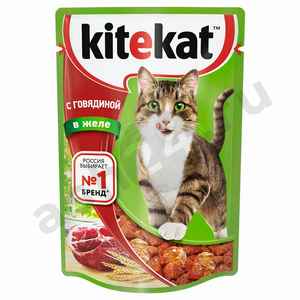 Корм для кошек KITEKAT сочная говядина в желе 85г (5980)