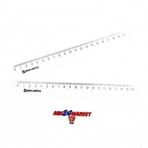 Линейка BRAUBERG 20см, прозрачная, тонированная