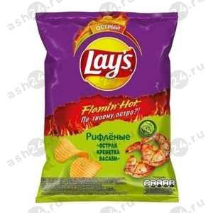 Чипсы LAYS рифленые острая креветка васаби 105г