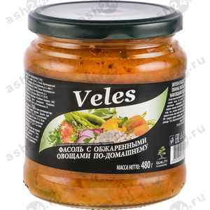 Бакалея Консервы Фасоль VELES с обжаренными овощами по-домашнему 480г с/б