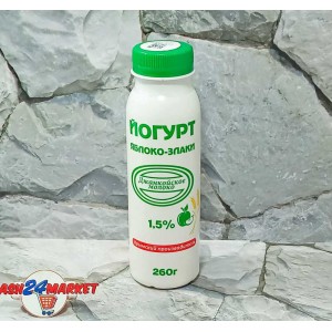 Молочные продукты Йогурт ДЖАНКОЙ яблоко злаки 1,5% 260г бутылка (0122)