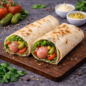 Выпечка Хот-дог в лаваше (молочная сосиска)