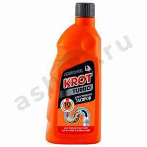 Средство для устранения засоров КРОТ turbo 1л